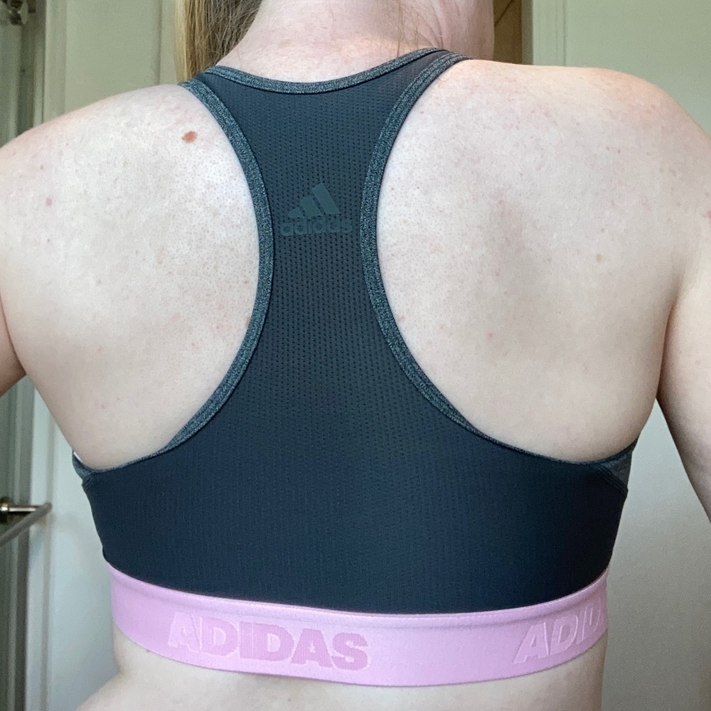 NWT Pink and Grey Sports Bra Non-Padded Adidas Don’t Rest Alphaskin - Picture 2 of 11